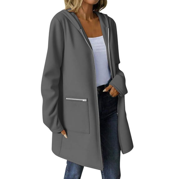 Wiyuqeen Women's Zip Up Hoodies Oversized Fleece Long Sleeve Sweatshirts Solid Casual Fall Jacket Coat with Zipper Pocket S-2XL