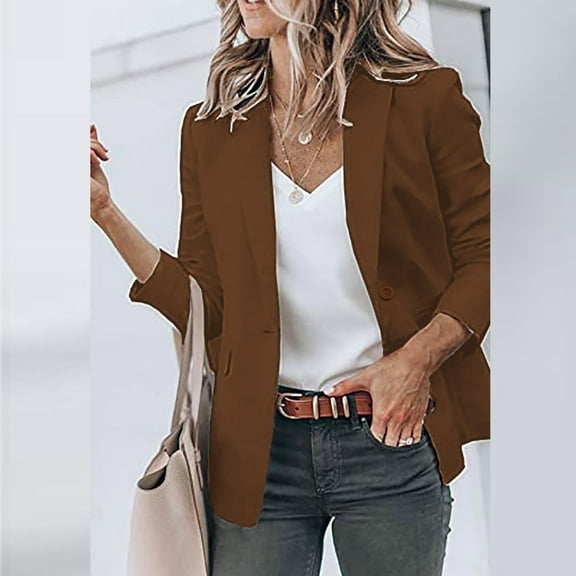 Wiyuqeen Womens Casual Open Front Long Sleeve Blazer Jackets Slim Solid Color Business Suit Boyfriend Work Office Cardigan Jacket