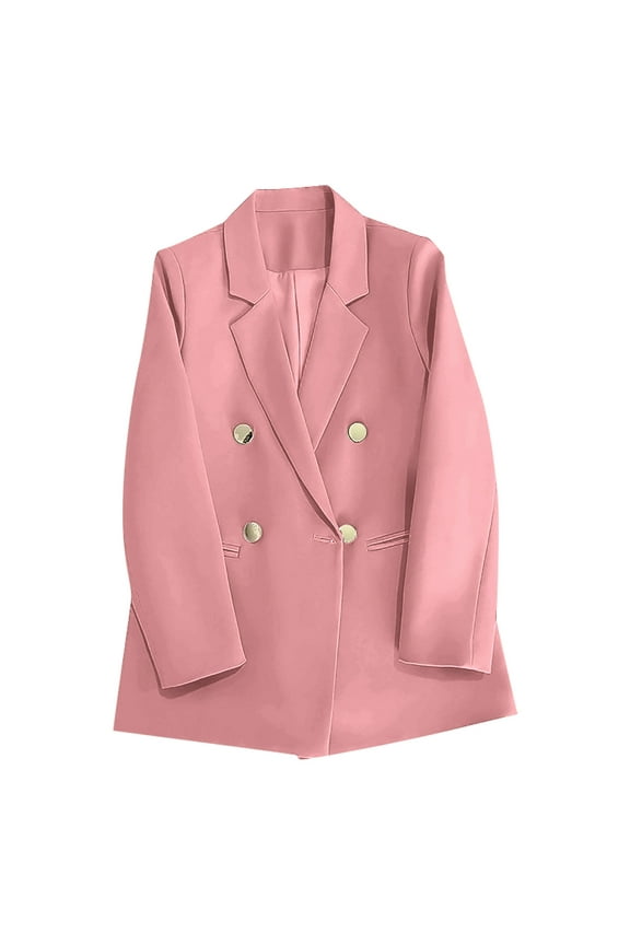 Womens Casual Oversized Blazers Elegant Double Breasted Suit Coats Dressy Business Jackets Formal Lapel Long Sleeve Blazer Jackets Ladies Gifts