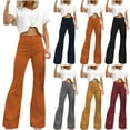 thumbnail image 1 of Wiyuqeen Womens Corduroy Pants High Waisted Stretchy Long Trousers Fashion Solid Color Flared Pants with Pockets Casual Fitted Going Out Pants, 1 of 6