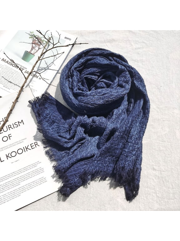 Womens Cotton Linen Scarves Lighweight Scarf for Four Season Elegant Plain Oversized Shawl Wrap Dressy Casual Scarf
