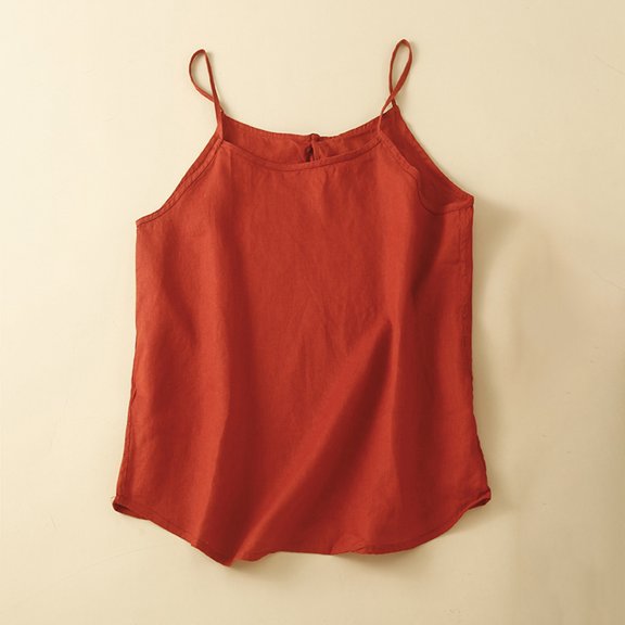 Wiyuqeen Womens Cotton Linen Tank Tops Loose Comfy Spaghetti Straps Casual Cami Summer Sleeveless Solid Color Basic Tank Shirt for Women Trendy Keyhole Back Blouse Camisole