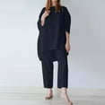 thumbnail image 1 of Wiyuqeen Womens Cotton Loose Lounge Sets Half Sleeve Blouses with Capris Flowy Breathable Matching Clothes Plain 2 Piece Outfits, 1 of 5