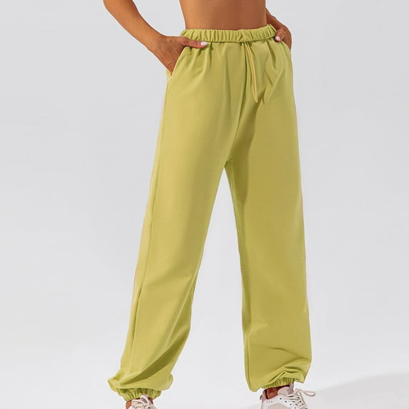 Wiyuqeen Womens Cotton Sweatpants Loose Fit Wide Leg Track Pants Soft Trendy Drawstring Joggers Female Plain ELastic Bottom Sweat Pants