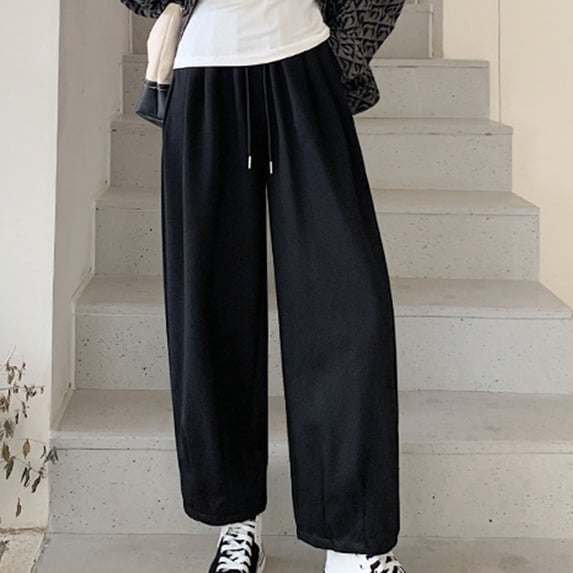 Wiyuqeen Womens Cotton Track Pants Casual Comfy Drawstring Elastic Waist Sweat Pants Loose Fit Fall Lounge Pants Plain Sweatpants