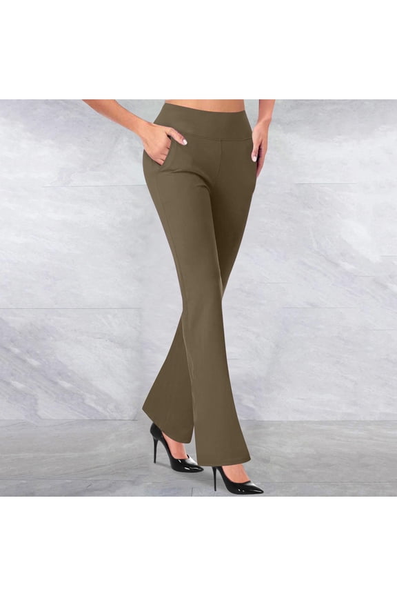Womens Dress Pants Tummy Control High Waisted Business Pants Office Bootleg Pants Casual Stretch Slacks with Pocket