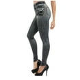 thumbnail image 1 of Wiyuqeen Womens Fake Denim Pants Soft Stretchy Jeans with Pockets Elegant High Waist Pants Comfy Fitted Jean Trousers Trendy Button Down Pants, 1 of 2