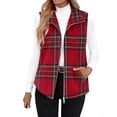 thumbnail image 1 of Wiyuqeen Womens Fashion Plaid Fleece Vest Casual Fuzzy Sleeveless Sherpa Jacket Vest Fluffy Zipper Warm Outerwear Vests with Pocket, 1 of 10