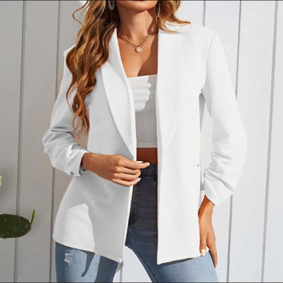 Wiyuqeen Womens Fitted Blazer Fall Casual Business Jackets Long Sleeve Open Front Suit Jackets Work Clothes with Pockets