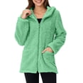 thumbnail image 1 of Wiyuqeen Womens Fleece Zip Up Jacket with Pockets Oversized Long Sherpa Hoodie Solid Fuzzy Jackets Warm Teddy Coat Outerwear for Women, 1 of 5