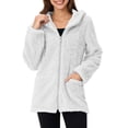 thumbnail image 1 of Wiyuqeen Womens Fleece Zip Up Jacket with Pockets Oversized Long Sherpa Hoodie Solid Fuzzy Jackets Warm Teddy Coat Outerwear for Women, 1 of 6