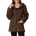 thumbnail image 1 of Wiyuqeen Womens Fleece Zip Up Jacket with Pockets Oversized Long Sherpa Hoodie Solid Fuzzy Jackets Warm Teddy Coat Outerwear for Women, 1 of 6