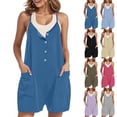 thumbnail image 1 of Wiyuqeen Womens Jumpsuits Shorts with Pocket Button V Neck Adjustable Spaghetti Strap Overall Rompers Solid Casual Jumper Shorts, 1 of 8