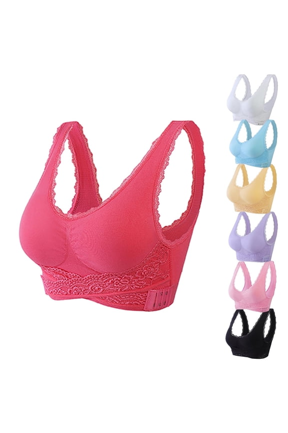 Womens Lace Wireless Bras No Underwire Posture Corrector Bra Push up Seamless Comfy Light Support Everyday Bras