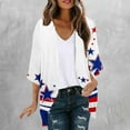thumbnail image 1 of Wiyuqeen Womens Memorial Day Cardigans Open Front 4th of July Kimonos Short Sleeve Chiffon Beach Cover Up Red White and Blue Cardigans, 1 of 5