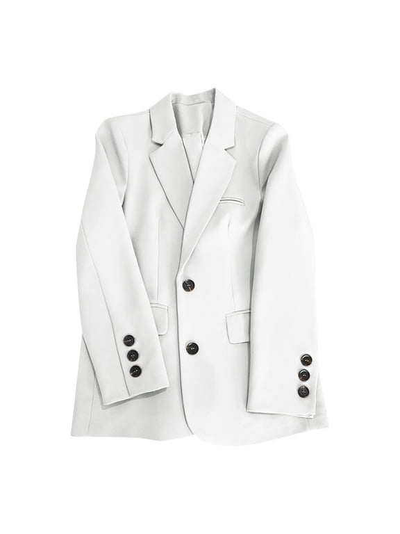 Womens Oversized Suit Coats Comfy Loose Lapel Blazer Jackets Work Office Outwear with Pockets Plain Business Cardigan