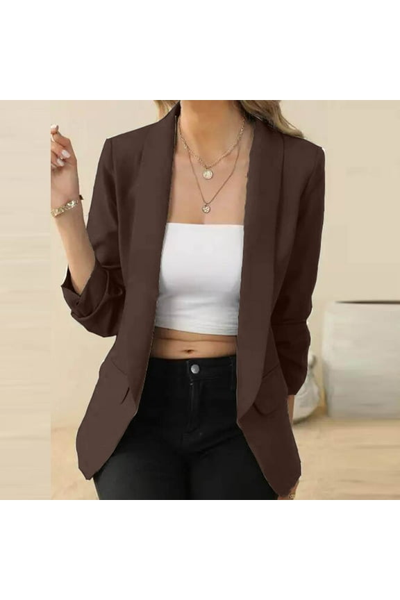 Womens Oversized Suit Coats Dressy Casual Lapel Collar Blazer Loose Fit Business Jackets Pockets Petite Plus Long Sleeve Suit Jackets
