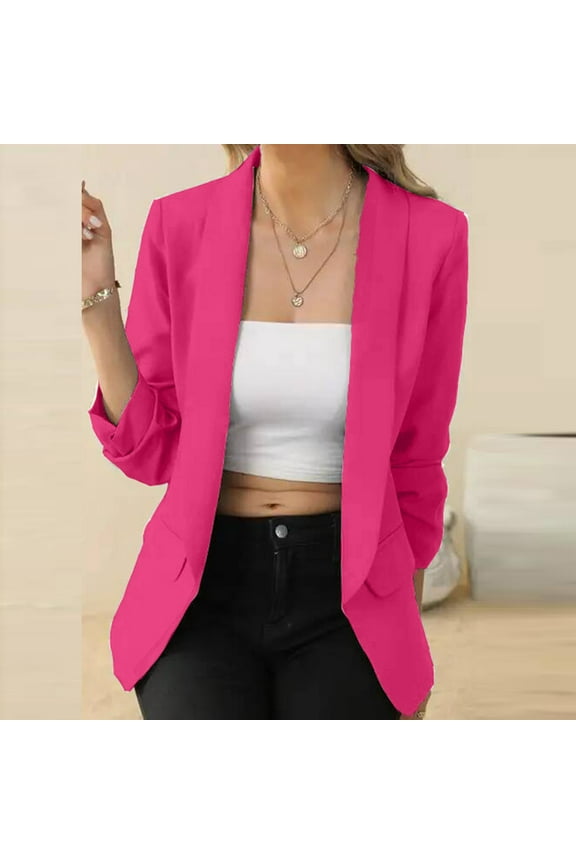 Womens Oversized Suit Coats Dressy Casual Lapel Collar Blazer Loose Fit Business Jackets Pockets Petite Plus Long Sleeve Suit Jackets