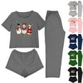 thumbnail image 1 of Wiyuqeen Womens Pajamas Sets 3 Piece Christmas Graphic Sleepwear Xmas Party Loungewear Tops Shorts Long Pants, 1 of 10