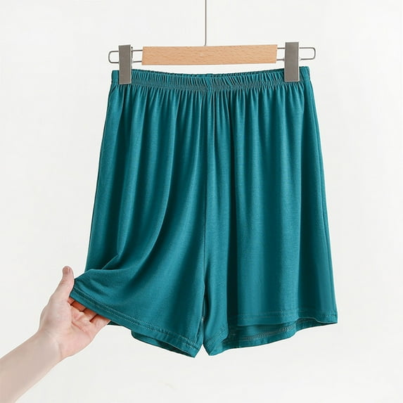Wiyuqeen Pajama Shorts for Women Plus Size Loose Fitted Wide Leg Yoga Shorts Classic Solid Elastic High Waist Shorts Soft Daily Home Shorts