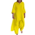 thumbnail image 1 of Wiyuqeen Womens Plus Size Cotton Lounge Sets Loose 3/4 Sleeve High Low Hem Tunics with Long Pants Plain Breathable Tracksuits Loungewear, 1 of 6