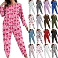 thumbnail image 1 of Wiyuqeen Womens Plus Size Pajamas Set 2 Piece Long Sleeve Sleepwear Top Pants Cute Love Hearts Graphic Loungewear for Woman, 1 of 7