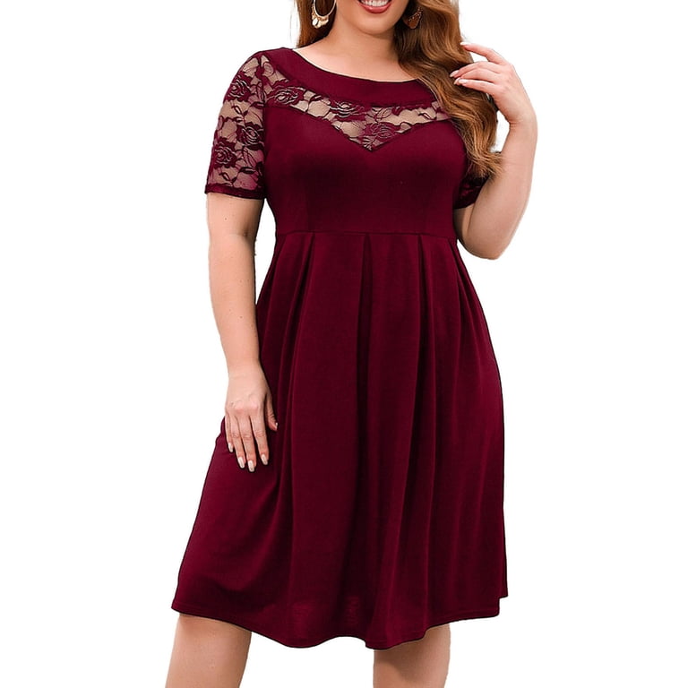 Floral Dress Womens Dresses Size 16 Wiyuqeen Womens Plus Sized Lace Patchwork Short Sleeve Midi Dresses Floral Dress Womens Dresses Size 16 Wiyuqeen Womens Plus Sized Lace Patchwork Short Sleeve Midi Dresses