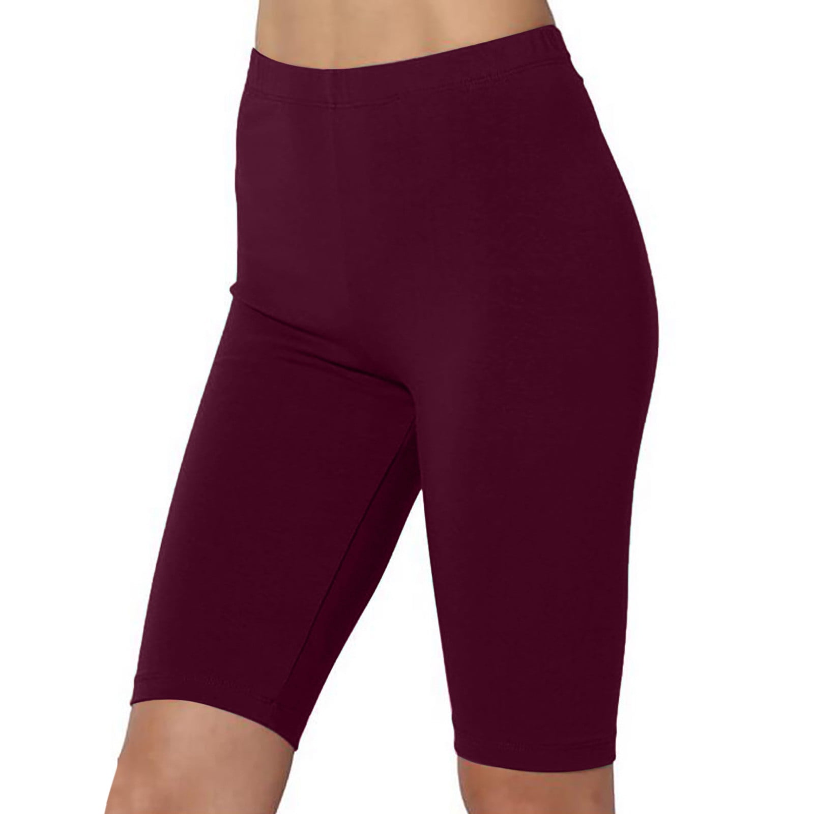 Wiyuqeen Womens Plus Sized Solid Color Knee Length Yoga Pants Wrinkle