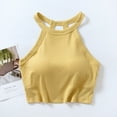thumbnail image 1 of Wiyuqeen Womens Ribbed Knit Halter Tank Tops Classic High Crew Neck Camis Tops with Built in Bra Basic Tight Cropped Tops Workout Racerback Vests, 1 of 5
