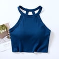 thumbnail image 1 of Wiyuqeen Womens Ribbed Knit Halter Tank Tops Classic High Crew Neck Camis Tops with Built in Bra Basic Tight Cropped Tops Workout Racerback Vests, 1 of 5