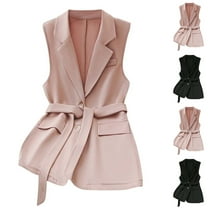 Wiyuqeen Womens Sleeveless Blazer Vests with Belt Notch Collar Business Casual Jacket Suits Solid Elegant Jacket Coats
