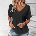 thumbnail image 1 of Wiyuqeen Womens Solid V Neck Eyelet T-shirts Soft Trendy Bawting Short Sleeve Shirts Basic Breathable Hollow Out Blouses Casual Comfy Summer Tops, 1 of 9