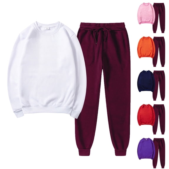 Wiyuqeen Womens Sweatsuits Tracksuits 2 Piece Sets Crew Neck Pullover Sweatshirts Elastic Waist Drawstring Jogger Sweatpants Outfits
