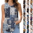 thumbnail image 1 of Wiyuqeen Womens Tank Tops Summer Pleated T Shirts Sleeveless Casual Loose Tunic Blouses Boho Floral Print Vintage Shirts Graphic Tees, 1 of 6