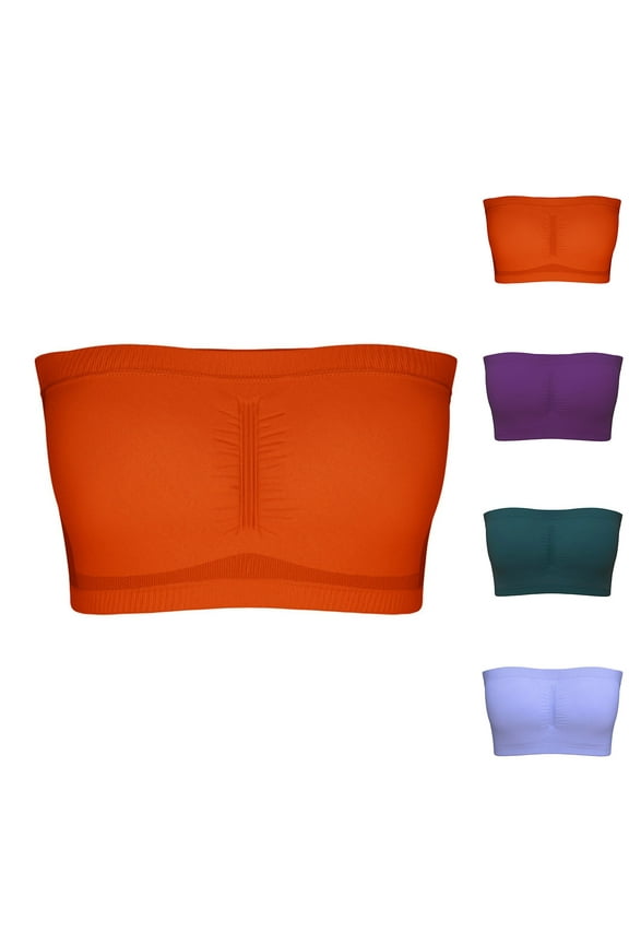 Womens Tube Tops Summer Bandeau Casual Crop Top Going Out Strapless Tank Plus Size Basic Short Shirt with Built in Bras