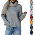 thumbnail image 1 of Wiyuqeen Womens Turtleneck Sweaters Long Sleeve Drop Shoulder Crop Pullover Solid Loose Fit Knit Sweaters Fall Sweaters for Ladies, 1 of 7