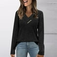 thumbnail image 1 of Wiyuqeen Womens V Neck Long Sleeve Shirts Soft Ribbed Knit Tops Solid Lounge Blouses Comzy Fall T-Shirts Loose Fit Going Out Shirts, 1 of 8