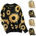 thumbnail image 1 of Wiyuqeen Wonens Oversized Sweaters Loose Fit Drop Shoulder Sweater Pullovers Classic Sunflower Print Sweater Tops Winter Fall Long Sleeve Crew Neck Clothes, 1 of 8