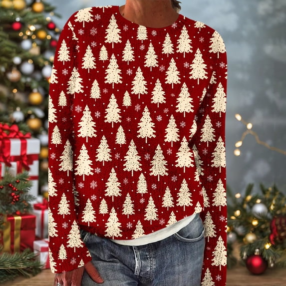Wiyuqeen Xmas Tree Sweaters for Women Christmas Long Sleeve Knit Pullover Tops Crew Neck Fair Isle Sweaters Vintage Fall Sweaters