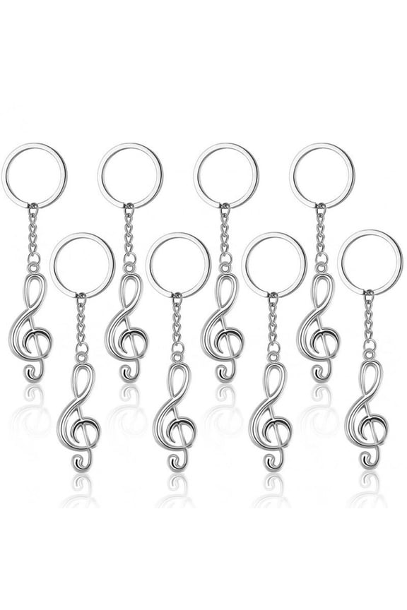 10 Pcs Musical Note Key Chain Metal Music Symbol Key Ring Keychain Trinket Bag Pendant Gifts for Bag Decoration