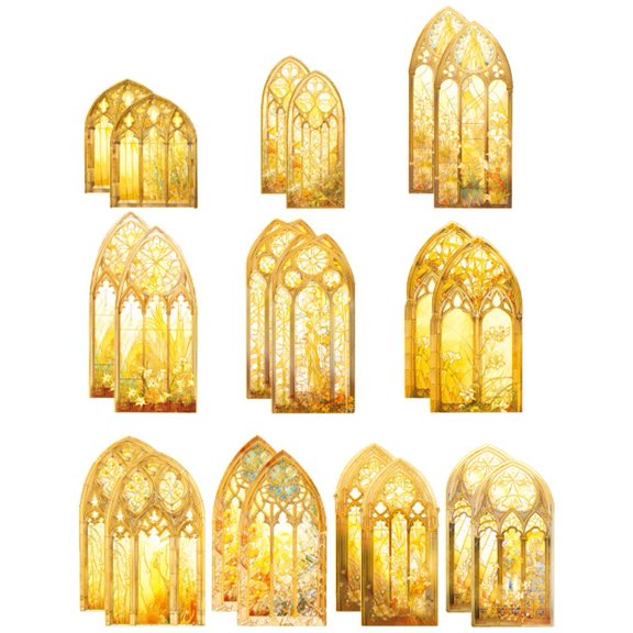 Wiywef 10Pcs/set Moonlight Sonata Decorative Sticker Retro Ice Crystal Flower Window Scrapbooking Label DIY Diary Album Planner Decorative Decal