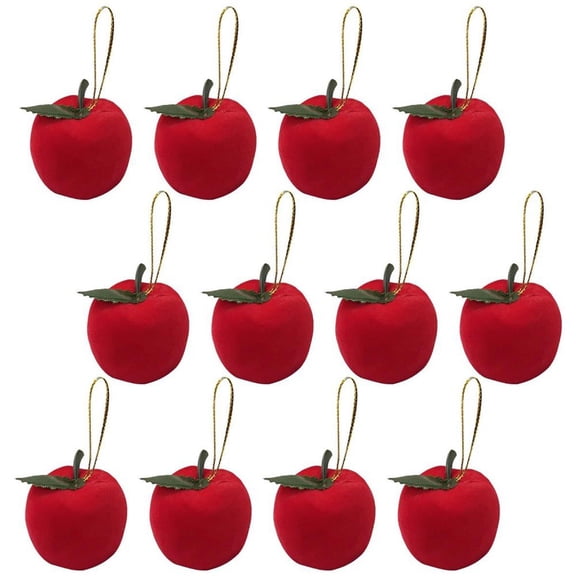 Wiywef 12-Piece Mini Christmas Apple Ornament Set, Faux Foam Hanging Pendants for Xmas Holiday New Year Party, 6 cm / 2.36 in, 12 Pcs