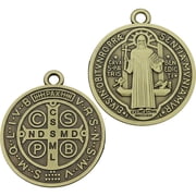 Wiywef 2 Pcs St Benedict Cross Medals, Vintage San Benito Medal Pedant, Catholic Saint Benedict Crucifix for Car Hanging and Home Blessing