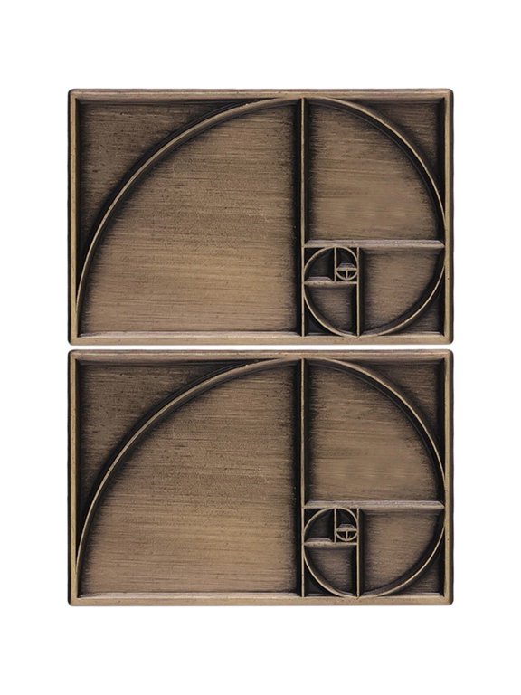 2 Piece Vintage Geometry Math Brooch Set, Golden Ratio Metal Pin, Fibonacci Patterned Brooch for Jackets and Bags, 2 Pieces