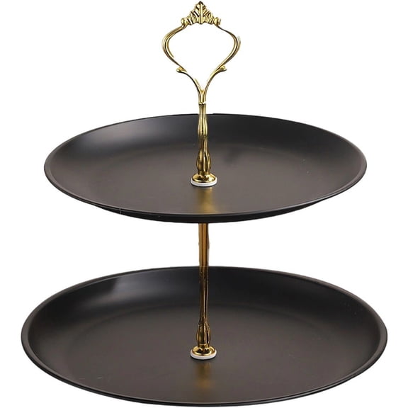 Wiywef 2 Tiers Stainless Steel Cake Stand Serving Tray Cupcake Display for Wedding Birthday Tea Party