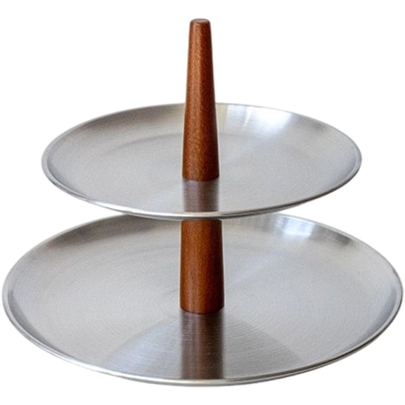 Wiywef 2 Tiers Stainless Steel Cupcake Stand Dessert Display Tray for Home Afternoon Tea Party