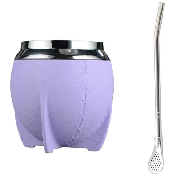 Wiywef 280ml Double Wall Stainless Steel Yerba Mate Cup with Filtered Straw for Indoor Family Use