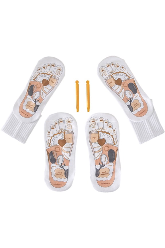 2Sets Massage Stick Reflexology Socks Reusable Foot Pain Relief Foot Pressure Point Socks With Massage Tool Relieve Tired Feet