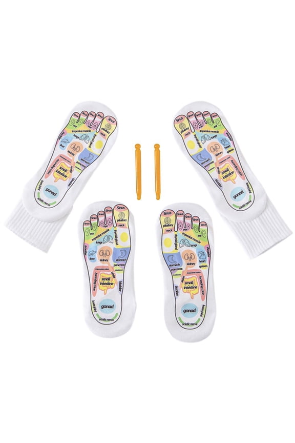 2Sets Massage Stick Reflexology Socks Reusable Foot Pain Relief Foot Pressure Point Socks With Massage Tool Relieve Tired Feet