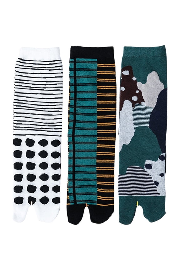 3 Pairs Two-Toed Socks Split Toe Socks Flip Flop Tabi Socks Cotton Japanese Geta Socks Men Comfortable Retro Two-Toed Middle Tube Socks